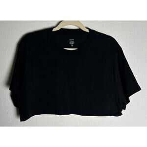 x Karla Womens Cropped Basic T-Shirt Black Crew Neck 100% Cotton Size XL